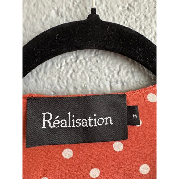 Women’s Realisation Par Cher 100% Silk Polka Dot Print V-Neck Crop Top - Picture 4 of 5